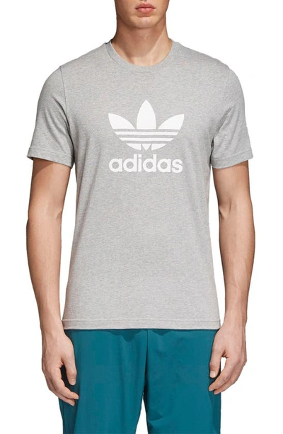 Shop Adidas Originals Trefoil T-shirt In Medium Grey Heather