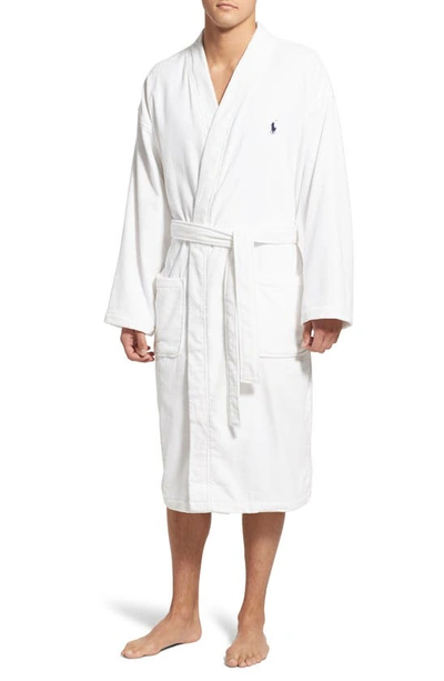 Shop Polo Ralph Lauren Cotton Fleece Robe In White