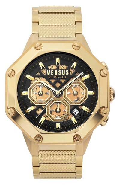 Shop Versus Palestro Chronograph Bracelet Watch, 45mm In Gold/ Black/ Gold