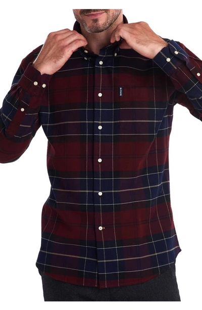 Shop Barbour Lustleigh Plaid Button-down Flannel Shirt In Merlot