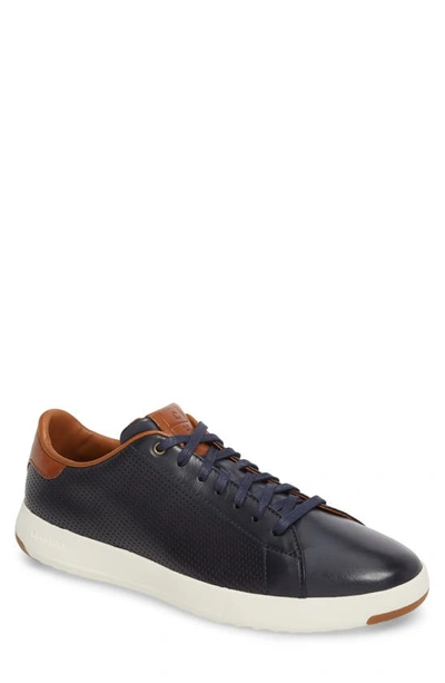 Shop Cole Haan Grandpr? Perforated Low Top Sneaker In Blazer Blue Leather