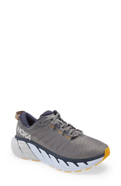 Shop Hoka One One Gaviota 3 Running Shoe In Charcoal Gray/ Ombre Blue