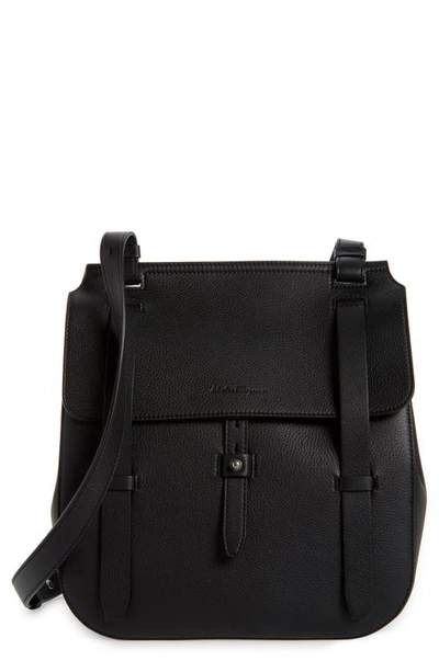 Shop Ferragamo Leather Messenger Bag In Nero - Fawn/ Naturale