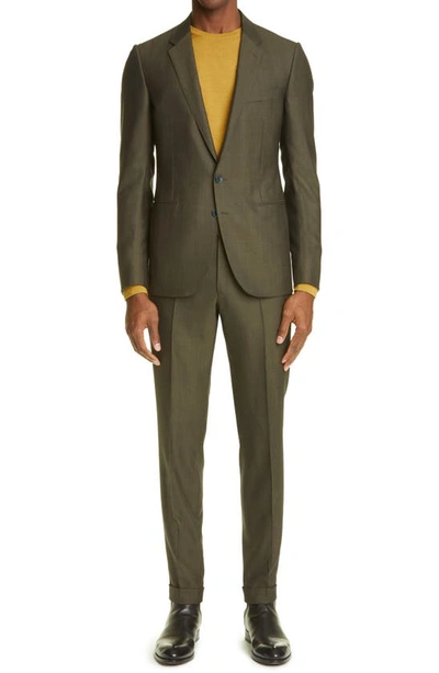 Shop Ermenegildo Zegna Achillfarm Wool & Silk Suit In Medium Brown Stripe