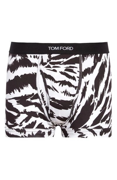 Shop Tom Ford Zebra Print Stretch Cotton Boxer Briefs In White