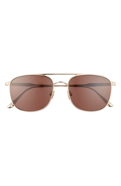 Shop Tom Ford Jake 56mm Navigator Sunglasses In Shiny Rose Gold / Brown