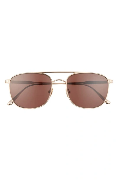 Tom Ford Jake 56mm Rose Gold Navigator Sunglasses In Shiny Rose Gold / Brown