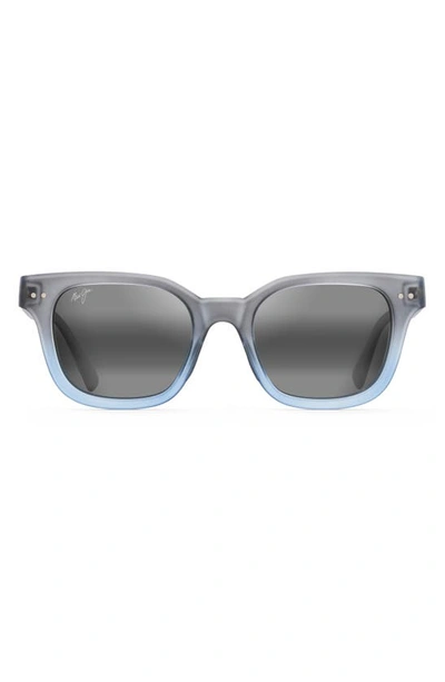 Maui Jim Shore Break 50mm Mirrored Polarizedplus2® Square Sunglasses In Matte Blue Grey/ Neutral Grey