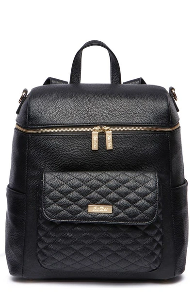 Shop Luli Bebe Monaco Faux Leather Diaper Backpack In Ebony Black