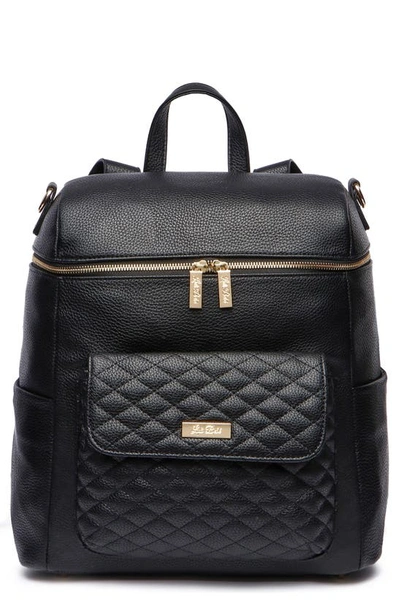 Shop Luli Bebe Luli Bebé Monaco Faux Leather Diaper Backpack In Ebony Black