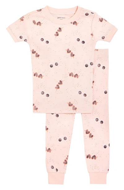Shop Petit Lem Sunglasses Organic Cotton Fitted Two-piece Pajamas In Pink