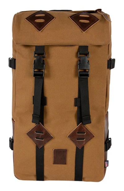 Shop Topo Designs Klettersack Heritage Backpack In Duck Brown Canvas/leather