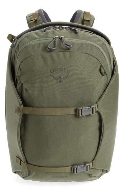Shop Osprey Porter 30l Travel Backpack In Haybale Green