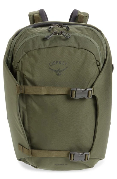 Shop Osprey Porter 46l Travel Backpack In Haybale Green