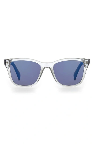 Shop Levi's 53mm Mirrored Square Lenses In Grey Blue/ Blue Sky