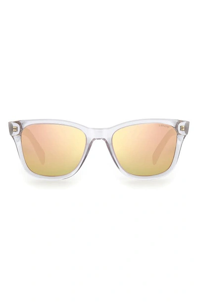 Shop Levi's 53mm Mirrored Square Lenses In Crystal/ Rose Gold