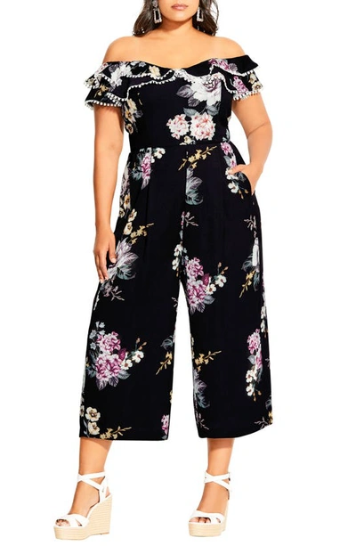 Shop City Chic Love Blooms Off The Shoulder Jumpsuit