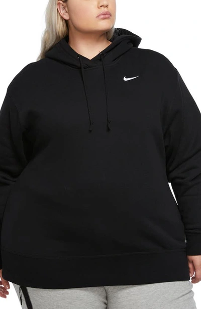 Shop Nike Fleece Hoodie In Black/ White