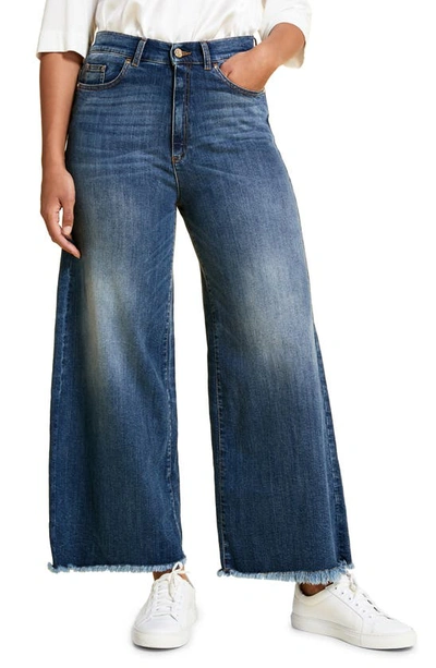 Shop Marina Rinaldi Icona Vintage Stretch Wide Leg Crop Jeans In Blue
