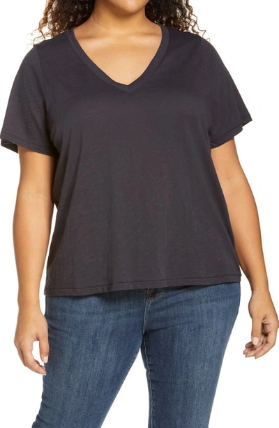 Shop Madewell Whisper Cotton V-neck T-shirt In Night Vision