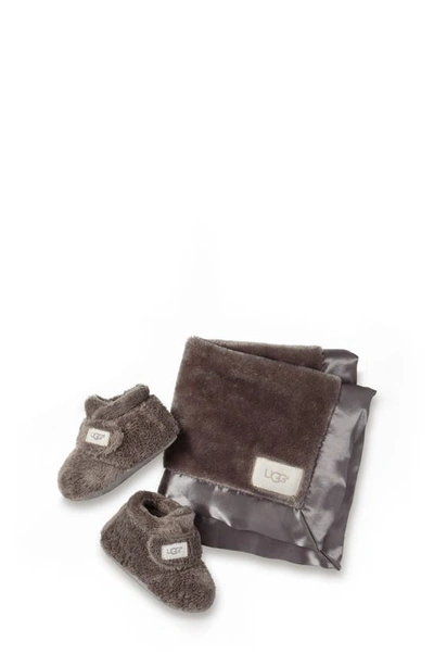 Shop Ugg Bixbee Bootie & Lovey Blanket Set In Charcoal
