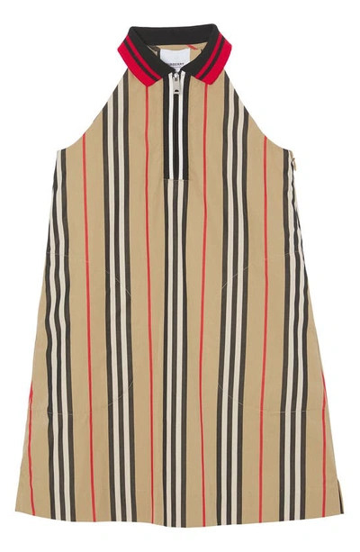 Shop Burberry Kids' Karen Icon Stripe Poplin Shift Dress In Archive Beige