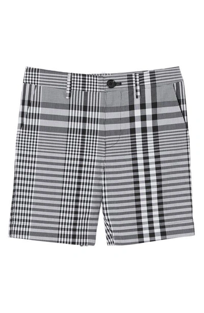 Shop Burberry Kids' Martwell Check Poplin Shorts In Black