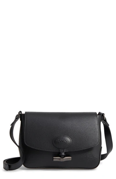 Shop Longchamp Roseau Leather Crossbody Bag In Black