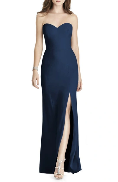Shop After Six Strapless Crepe Trumpet Gown In Midnight