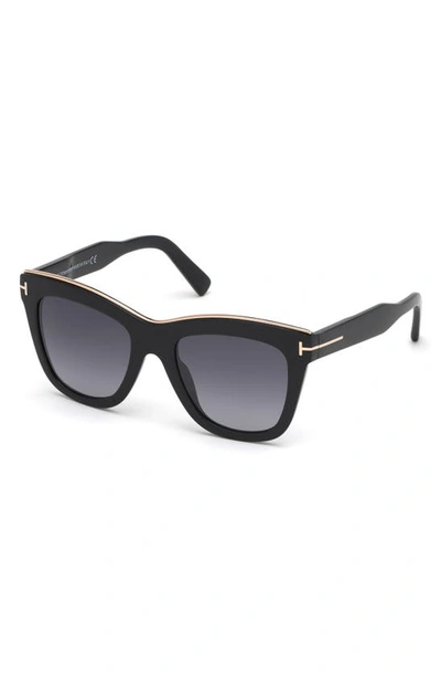 Shop Tom Ford Julie 52mm Sunglasses In Shiny Black/ Smoke/ Silver