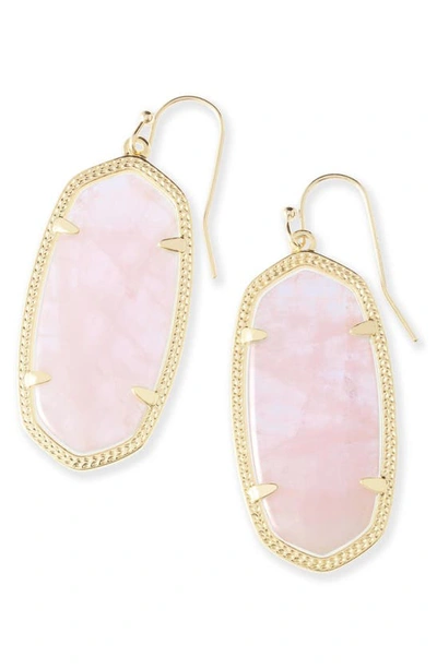 Shop Kendra Scott Elle Filigree Drop Earrings In Rose Quartz/ Gold