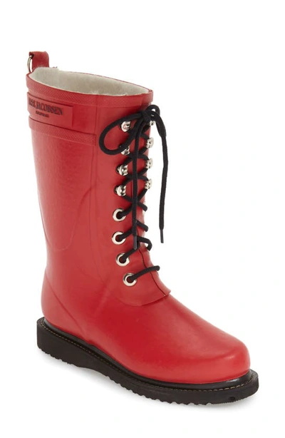 Shop Ilse Jacobsen Rubber Waterproof Boot In Deep Red