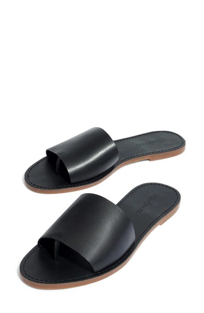 Shop Madewell Boardwalk Post Slide Sandal In True Black Leather