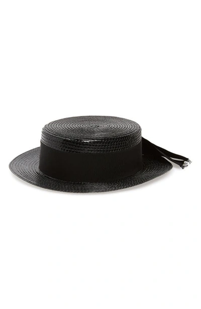 Shop Saint Laurent Boater Hat In Black