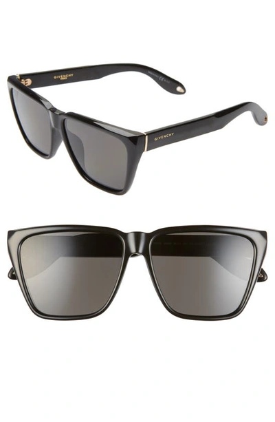 Shop Givenchy 58mm Polarized Flat Top Sunglasses In Black/ Grey