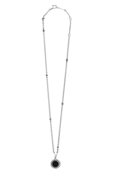 Shop Lagos Maya Circle Pendant Necklace In Silver/ Onyx