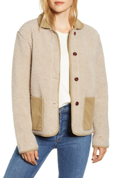 Shop Alex Mill Corduroy Trim Faux Fur Jacket In Natural