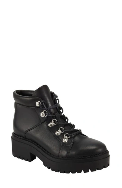 Shop Marc Fisher Ltd Nula Hiking Boot In Black Leather