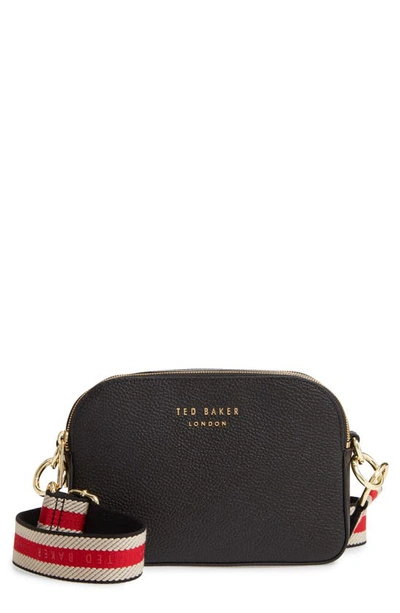 Shop Ted Baker Amerrah Branded Strap Leather Crossbody Bag In Black