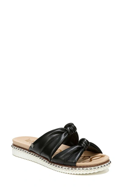 Shop Sam Edelman Alyse Knotted Strap Studded Slide Sandal In Black Leather