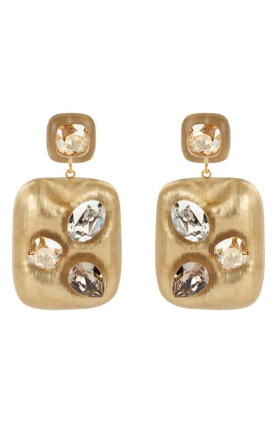 Shop Alexis Bittar Future Antiquity Crystal Studded Lucite Drop Earrings In Taupe