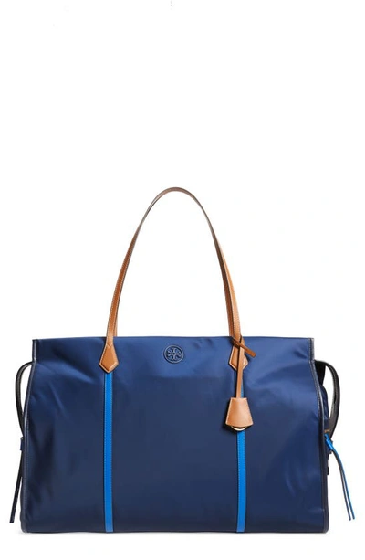 Shop Tory Burch Perry Oversize Nylon Tote In Royal Navy
