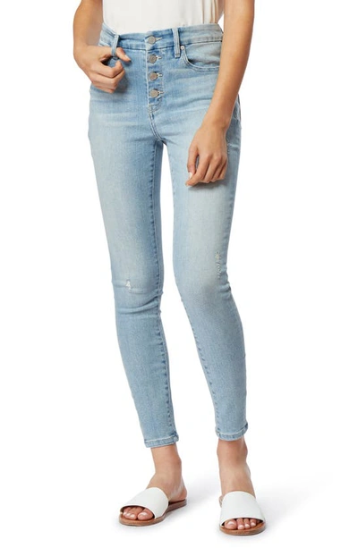 Shop Habitual Eliza High Waist Distressed Button Fly Skinny Jeans In Olympic