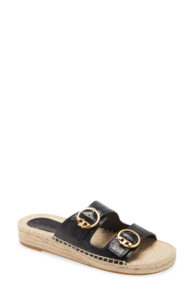 Tory Burch Women's Selby Suede Espadrille Slide Sandals In Black | ModeSens