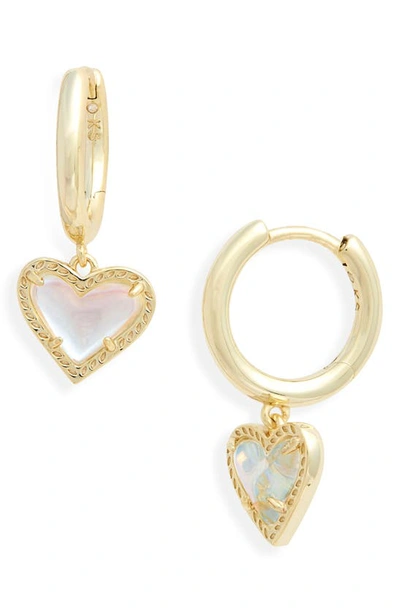 Shop Kendra Scott Ari Heart Huggie Hoop Earrings In Dichroic Glass