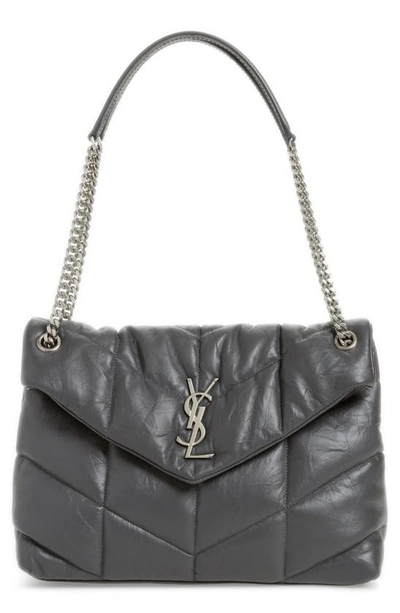 Shop Saint Laurent Medium Loulou Puffer Quilted Leather Crossbody Bag In Storm