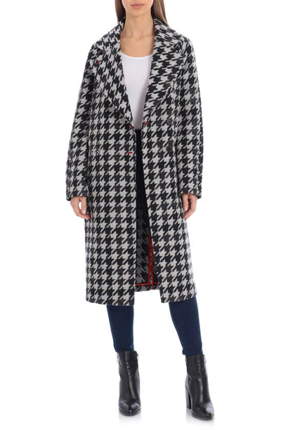 Shop Avec Les Filles Houndstooth Oversize Double Face Coat In Black- White Houndstooth