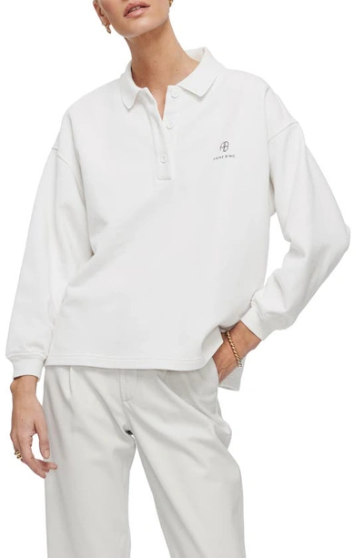 Shop Anine Bing Tatum Oversize Long Sleeve Polo In Ivory