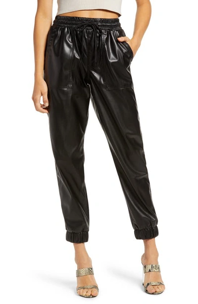 Shop Blanknyc Faux Leather Jogger Pants In Black Widow