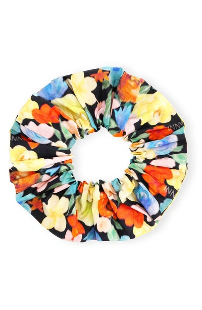 Shop Ganni Print Organic Cotton Poplin Scrunchie In Multicolour